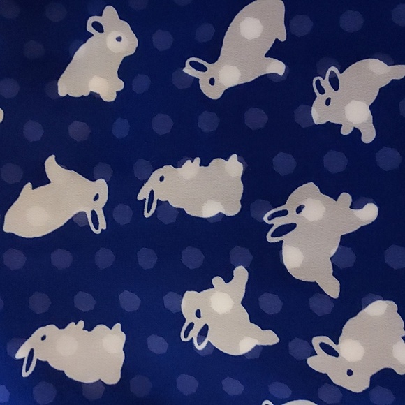 Hot Topic Blue & White Chiffon Rabbit Print Black & White Polka Dot Mini Dress M - Picture 4 of 9